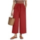 thumbnail image 3 of Pantalones holgados hasta los tobillos con nueve lazos en la cintura para mujer, moda primavera/verano, color liso, fácil cuidado, 3 of 7