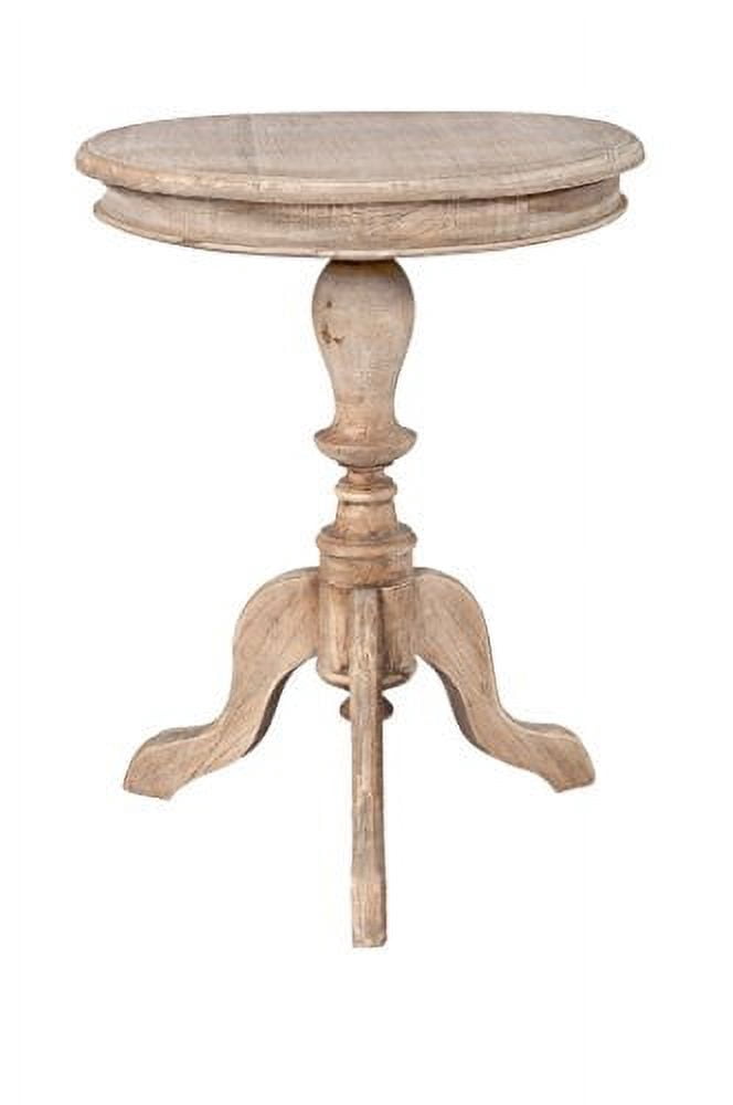East at Main Ford Round Rustic Natural Brown Farmhouse Small Solid Mindi Wood Pedestal End Table