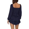thumbnail image 2 of LYANER Women's Jumpsuit Lantern Long Sleeve Ruffle Layer Tie Mini Short Romper, 2 of 6