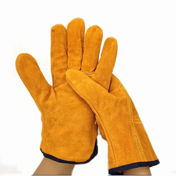 1 pair  Men Work Gloves Soft Cowhide Driver Hunting Driving Farm Garden Welding Security Protection Safety Mechanic Glove