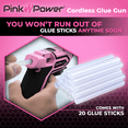 thumbnail image 4 of Pink Power Cordless Mini Hot Glue Gun with Stand - USB Rechargeable Wireless Hot Melt Glue Gun Kit with 20 Glue Sticks - Battery Operated Cordless Glue Gun for Crafts - Portable Pink Hot Glue Gun, 4 of 7