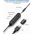 thumbnail image 2 of Headset with Microphone, Adjustable Noise Cancellation, USB TypeC 3.5 mm, Black, 2 of 5