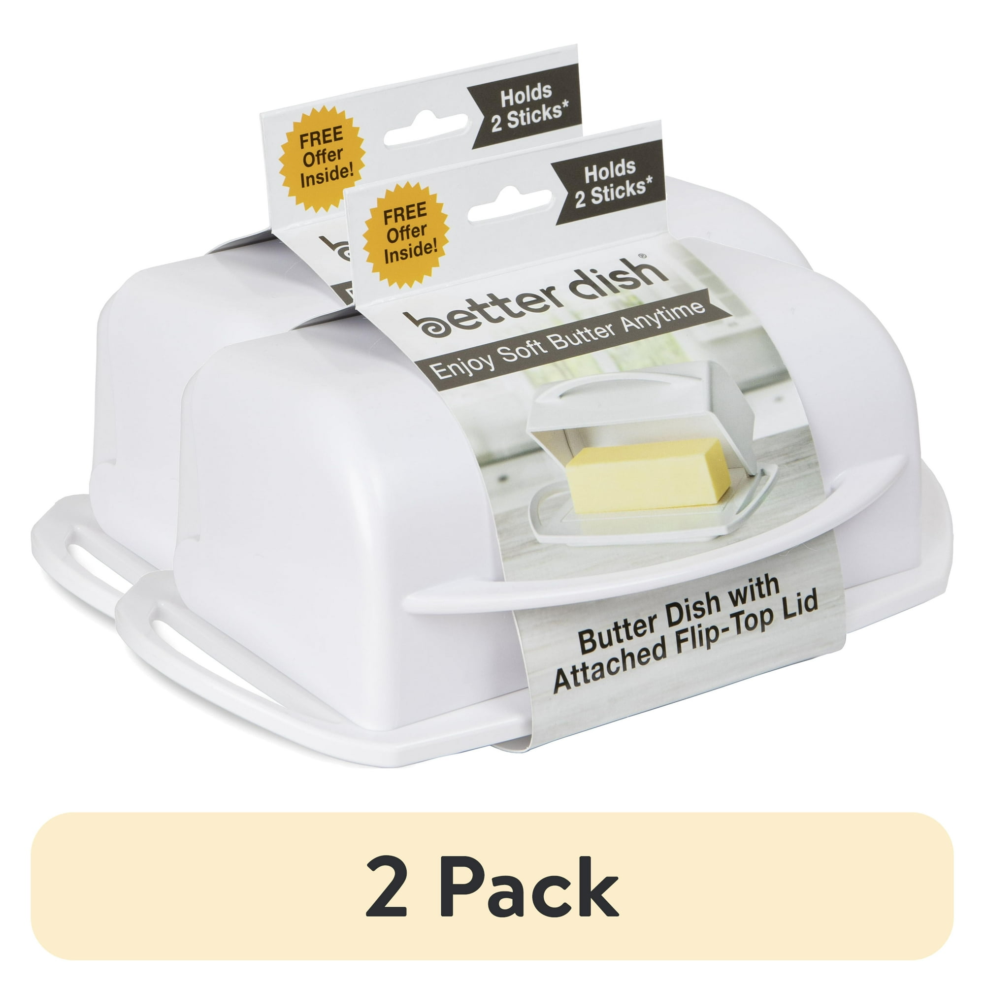 (2 pack) Better Dish Butter Dish with Flip Top lid