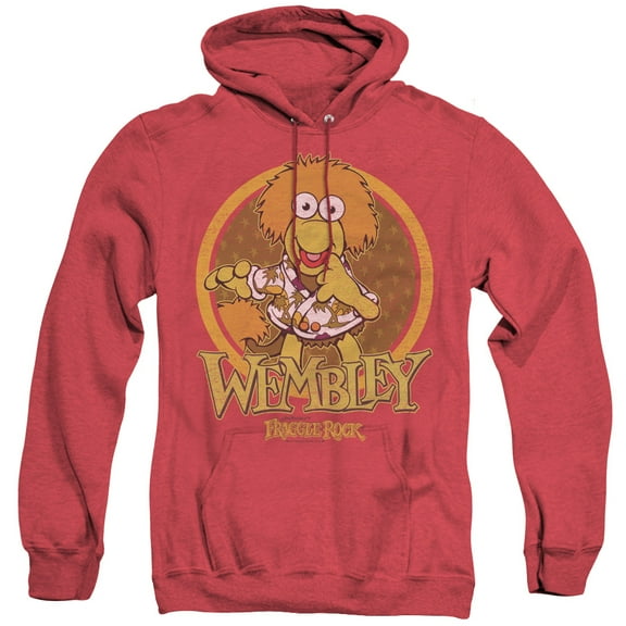 Fraggle Rock Wembley Circle Adult Heather Hoodie Sweatshirt Red