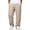 Khaki-#q006, variant on Dweltoz Men Linen Cargo Pants Baggy Elastic Waist Trousers Lightweight Breathable Wide Straight Leg Workwear with Pockets,Sky Blue L