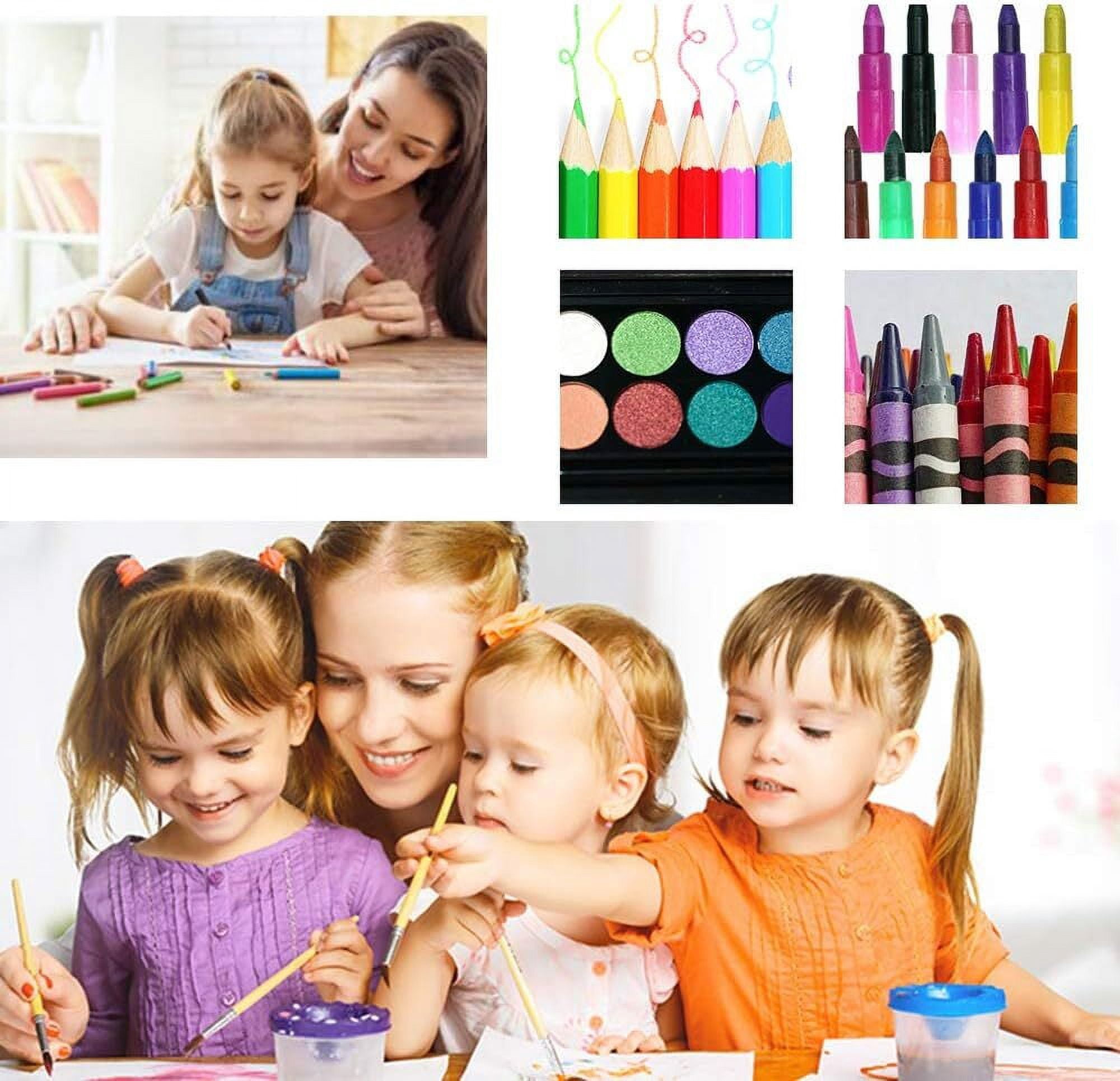 Art Kit, PandaTop Drawing Painting Art Supplies for Kids Girls Boys Teens, 150 Piece Deluxe Art Set Toys for Girls & Boys, Gifts Art Set Case Includes Oil Pastels, Crayons, Colored Pencils (Pink)