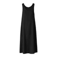 thumbnail image 7 of ClodeEU Women's V Neck Wide Strap Sleeveless Linen Maxi Dress, Casual Loose Summer Dress Black,Women's Plus L, 7 of 7