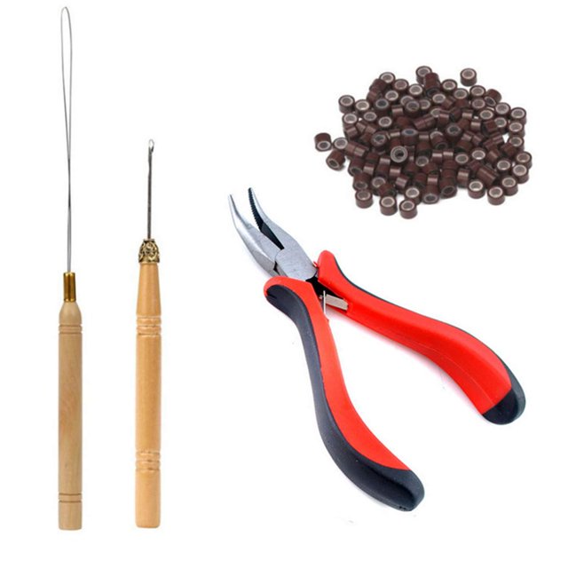 Orgrimmar Extensiones de Cabello Quitar Alicates Gancho para Tirar 500 PCS Micro Anillos de Silicona Kits de Herramientas para Dispositivos de Cuentas para Herramientas Profesionales de Peinado Acceso