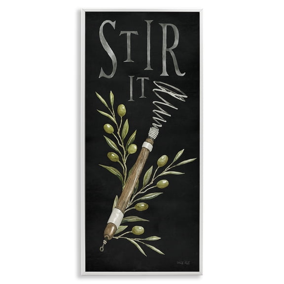 Stupell Industries Farmhouse Stir It Vintage Kitchen White Framed Giclee Art, 13 x 30, by Cindy Jacobs