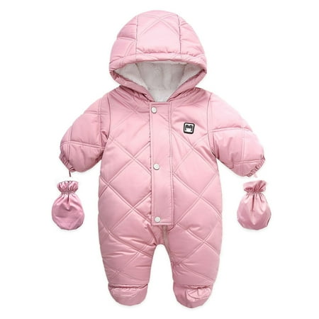 

Musuos Babies Thermal Clothes Set Long Sleeve Hooded Romper and Gloves