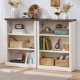 thumbnail image 7 of Buildhom 2pc 43" Tall Farmhouse Bookshelf, 3-Tier Solid Wood Bookcase with Adjustable Shelves for Living Room & Office, White, 7 of 7