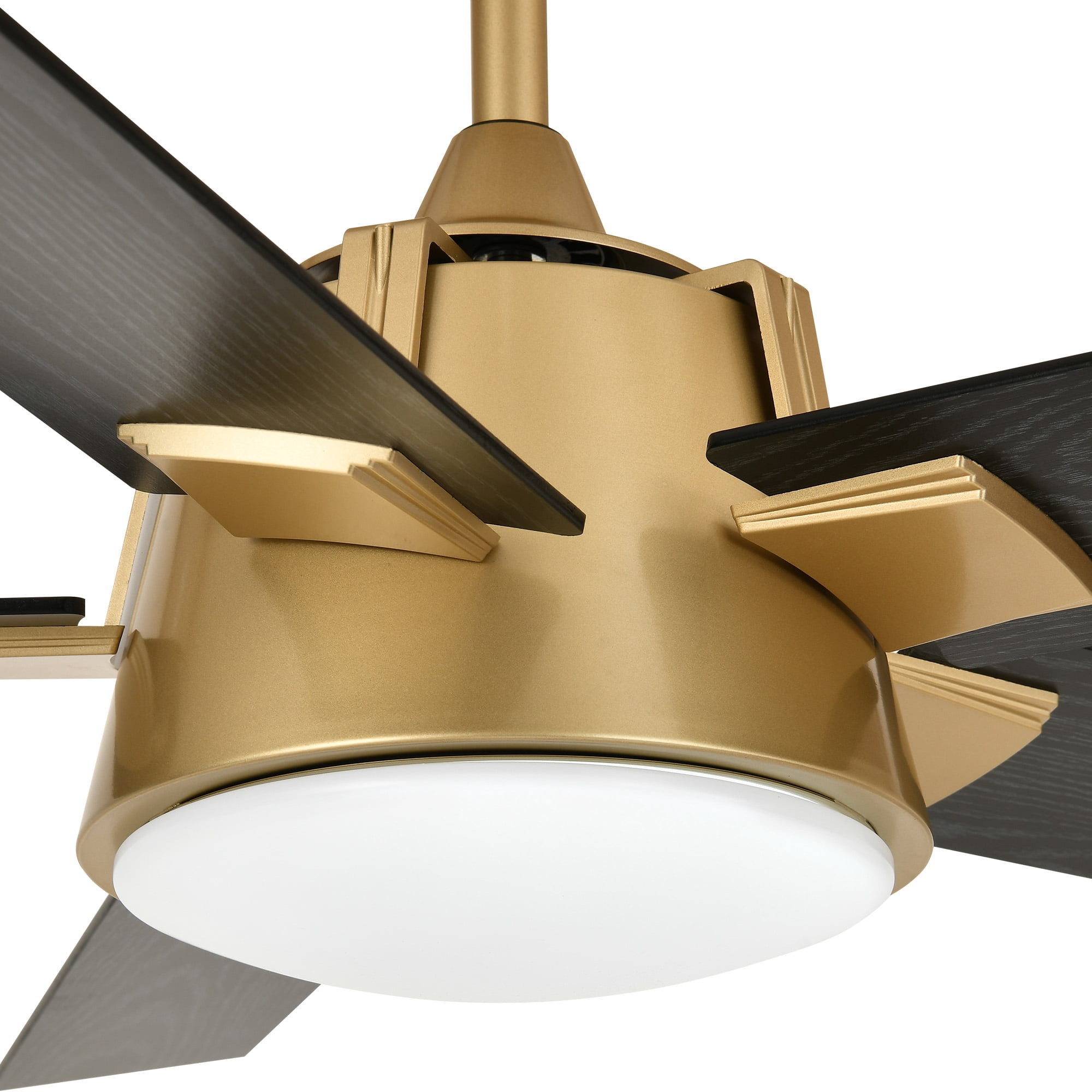 Dextrus 52in Modern Black Gold Ceiling Fan with Light and Wall Switch Remote, 6-Speed 5 Blades Memory Function for Bedroom Living Room Patio