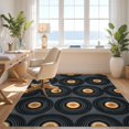 thumbnail image 3 of Design&I 4'x6' Washable Area Rug Snag-Free Skid-Resistant Medium Circle Music Retro Turntable Motif Round Nostalgic Groove Vinyl for Home Office, Under Desk, 3 of 7