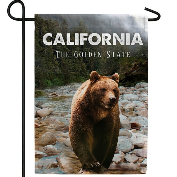 America Forever California State Garden Flag- 12.5 x 18 inches - California Grizzly Bear USA Regional Yard Outdoor Decorative Double Sided Flag