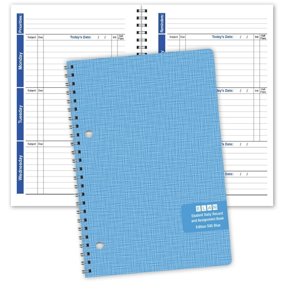 Elan Publishing Company Student Planner Weekly Agenda Overview Format for a Full Year (S85-Blue) 5.5 x 8.5 Goal Setting Planner