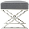 thumbnail image 4 of Maklaine Velvet and Stainless Steel Base Ottoman in Gray/Chrome, 4 of 8