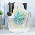 thumbnail image 4 of Chill Soft Flannel Fleece Throw Blanket, Ocean Inspired Sun Sea Water Drops Color Blots Summer Holiday Beach, Cozy Plush for Indoor and Outdoor Use, 50" x 70", Turquoise Yellow Pink, by Ambesonne, 4 of 5