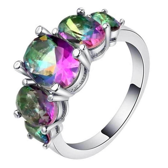 Women's Fashion Dan-Shaped Color Zircon Ring