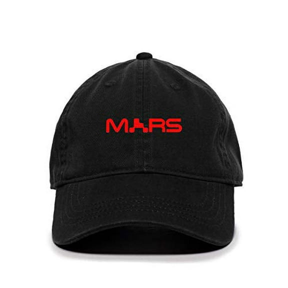 Mars NASA Logo Baseball Cap Embroidered Cotton Adjustable Dad Hat Black