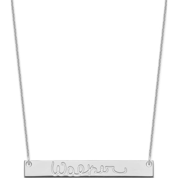 Custom Personalized 10K White Gold Large Polished Signature Bar Necklace 10k White Gold: Jewelry by Sweet Pea - Made in USA