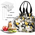 thumbnail image 4 of Pioneer Flower Floral Print Pattern Drawstring Lunch Bag Women - Drawstring Lunch Bag Insulated for Work Office - Stain-Resistant Large Lunchbags for Women with Multi-Pockets, 4 of 6
