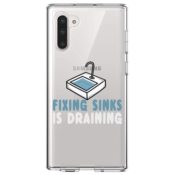 DistinctInk Clear Shockproof Hybrid Case for Samsung Galaxy Note 10 (6.3" Screen) - TPU Bumper Acrylic Back Tempered Glass Screen Protector - Fixing Sinks is Draining - Plumbing