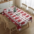 thumbnail image 2 of Vintage Red and White Rectangle Tablecloth 60x84 Inch, Flowers Boho Water Resistant Vinyl Washable Seasonal Table Cover for Christmas Holiday Party Picnic Dinner Decor, 2 of 5