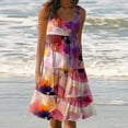 thumbnail image 2 of Enjoytime Women's Summer Holiday Dresses 2025 Plus Size Boho Floral Print Casual Tank Sundress Tiered Sleeveless Crewneck Beach Dresses for Women, 2 of 5