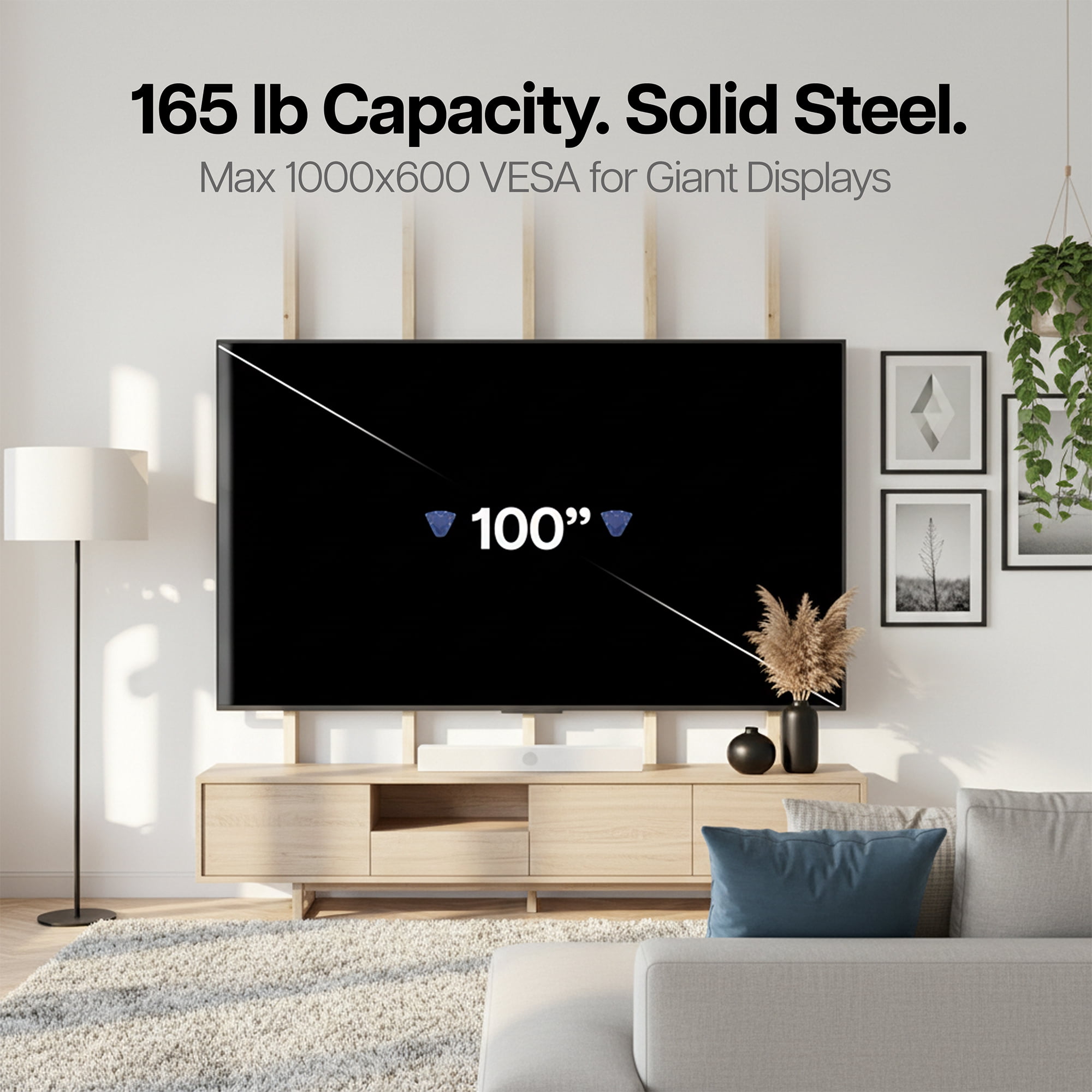 VIVO No Stud TV Wall Mount for Drywall, Fits 32 to 100 inch Screens