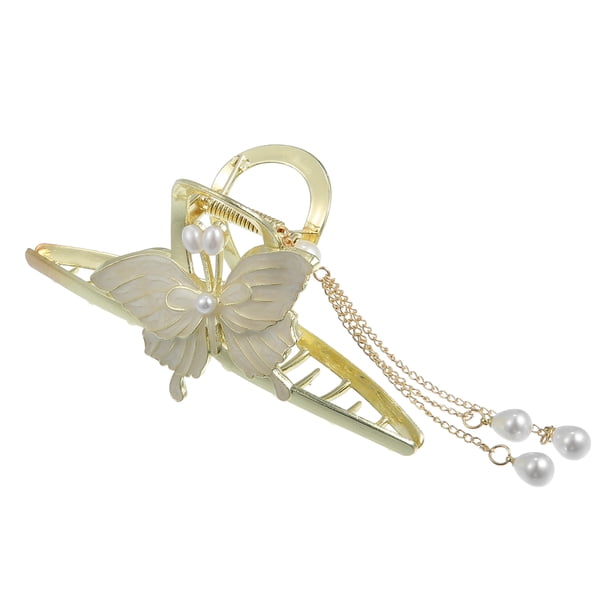 Pinzas Unique Bargains Pelo Borlas Perlas Dorado