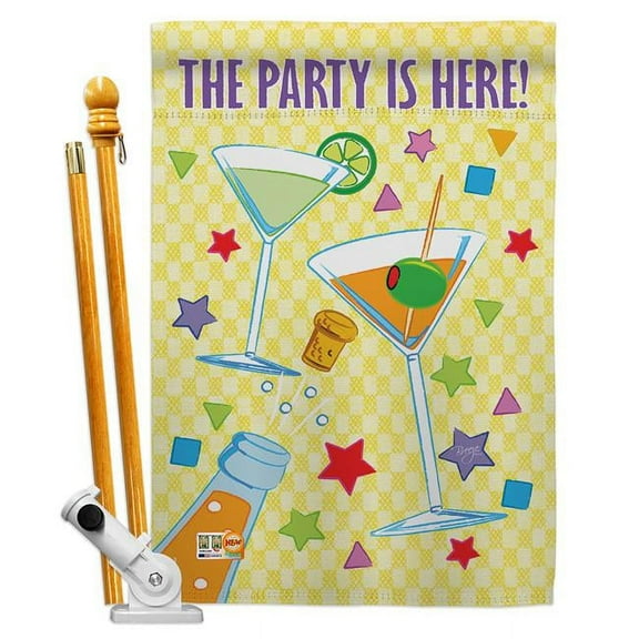 Breeze Decor BD-PC-HS-115027-IP-BO-D-US02-BD 28 x 40 in. Party Special Occasion & Celebration Impressions Decorative Vertical Double Sided House Flag Set & Pole Bracket Hardware