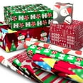 thumbnail image 3 of Hallmark Reversible Christmas Wrap Paper (Holiday Fun with Santa, Merry Messages, Peppermint, Dots, Snowmen, Stripes), 3 of 7
