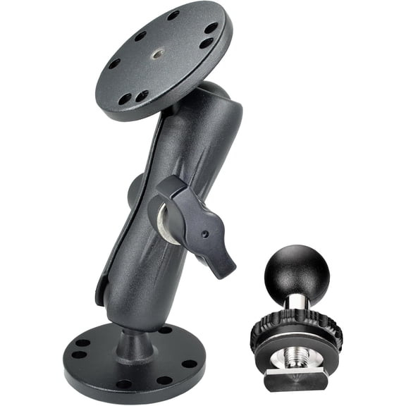 NEOYFC  Ball Mount for Garmin Striker 4,Double AMPS Round Plates,1" Ball Fit for RAM ,Drill Base for Fish Finder,GPS Chartplotter Holder, T-Bolt Track Mount for Kayak Boat Marine