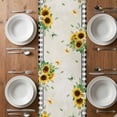 thumbnail image 4 of Table Runner 36 Inches Long for Kitchen Dining, Sunflower Gnomes Dresser Scarf Farmhouse, Dining Table Decorations for Wedding/Parties, Spring Farmhouse Vintage Daisy Leaf Plaid 13 x 36 In, 4 of 8
