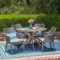 thumbnail image 2 of GDF Studio Linsey Outdoor Acacia Wood and Wicker 5 Piece Dining Set with Cushion, Gray, 2 of 13