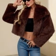 thumbnail image 6 of Womens Winter Faux Fur Coats Fleece Cropped Jacket Lapel Open Front Long Sleeve Shaggy Warm Outerwear Fall Clothes, 6 of 7