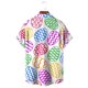 thumbnail image 5 of Camisas Hombre Vestir Camiseta de manga corta con botón de solapa y estampado 3D Digital para hombre, moda de Pascua, verano, playa, informal (White, XXL), 5 of 6