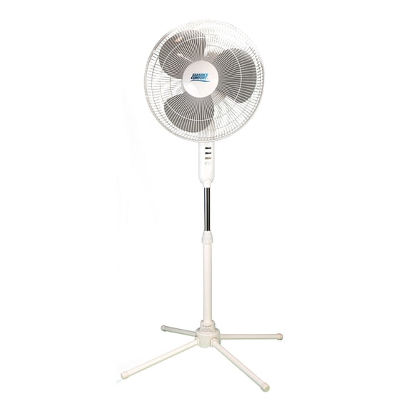 Seasons Comfort 16-In. 3-Speed Oscillating Fan with Pedestal Base, FPD16, White, White