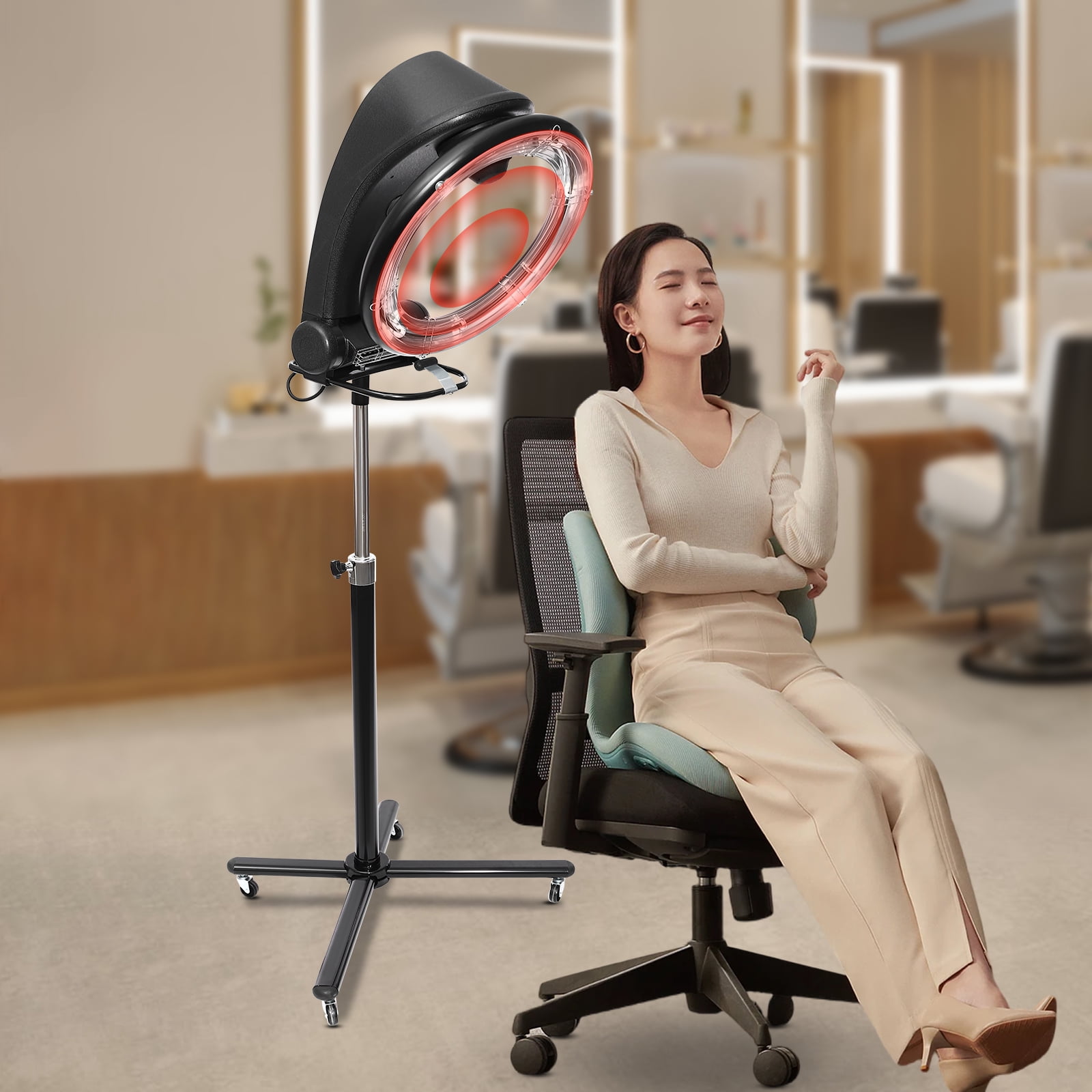 3-in-1 Orbiting Infrared Hair Dryer, 110V US Plug, 55.12-64.96in Adjustable Height, Digital Timer & Temp Control, 4-Wheel Base, Ideal for Salon Dyeing & Styling