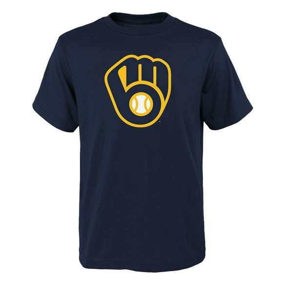 Youth Navy Milwaukee Brewers Logo Primary Team T-Shirt