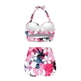 thumbnail image 4 of Suhoaziia Hibiscus Flower Butterfly Bikinis Sets for Women Cheeky Skin-Friendly Hot Bathing Suits Size XL,Ruched Tie Knot Quick-Dry High Cut 2 Piece Bikini Swimsuit for Summer Beach, 4 of 6