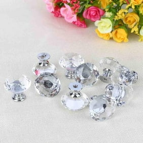 Meigar Pack Of 12 Drawer Knob Pull Handle Crystal Dresser Glass