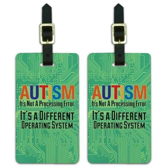 Autism Not a Processing Error Different Operating System Luggage ID Tags Suitcase Carry-On Cards - Set of 2