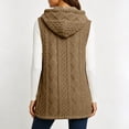 thumbnail image 4 of Aimik Womens Fleece Hooded Vest Coat Sleeveless Button Down Cardigan Cable Knit Plush Gilet Winter Outerwear for Layering Outfits, 4 of 6