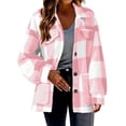 thumbnail image 3 of Liuinsasek Womens Casual Jacket Turned-Down Collar Long-Sleeve Fleece Checkered Button-Up Warm Coat with Pockets for Daily Fall Winter Wear, 3 of 10