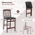 thumbnail image 3 of Gymax Folding Counter Height Chairs, Padded Seat, Rubber Wood Legs, Black/Brown (Set of 2), 3 of 8
