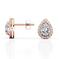 thumbnail image 3 of Aros Tipo Botón JeenMata con Halo de Moissanita En Forma de Pera 1,1 Quilates Baño de Oro Rosa de 18 K sobre Plata, 3 of 5