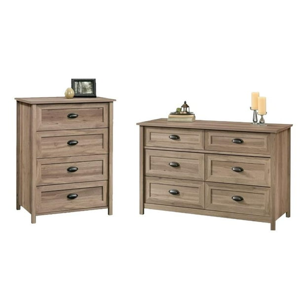2 Piece Bedroom Set with Dresser and Chest in Salt Oak Walmart