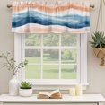 thumbnail image 2 of Blue Coastal Curtain Valances for Windows, Kitchen Valance Window Treatments Panel 2 Pack, Summer Beach Nautical Beige Oil Painted Rod Pocket Short Curtains for Bathroom Bedroom 42 x 12 Inch, 2 of 8