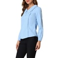thumbnail image 4 of INSPIRAR CHIC Blusa de Manga Larga con Cuello Peter Pan y Botones Decorativos en la Espalda XL Azul Claro, 4 of 8